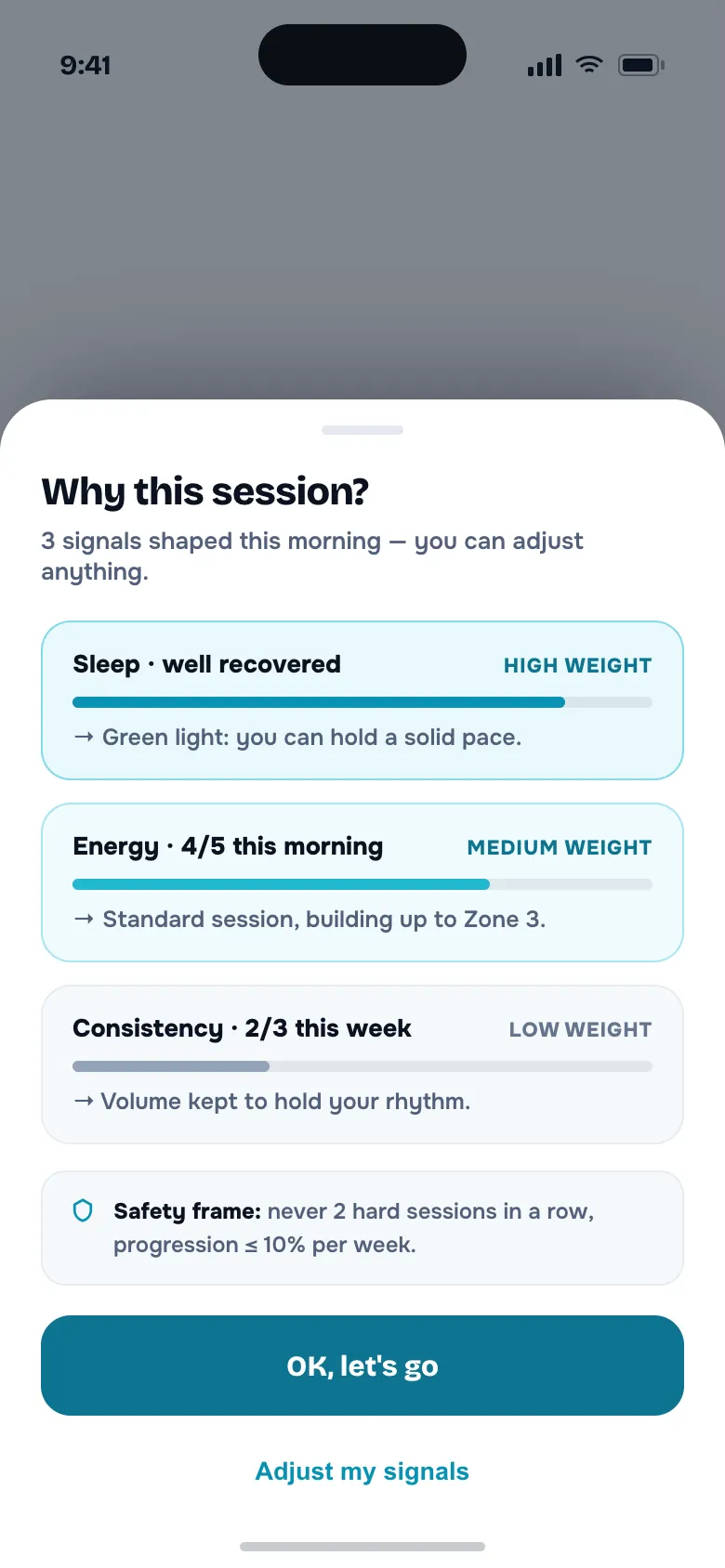 Explanation of why this session was recommended